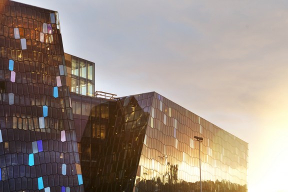 Olafur Eliasson's shimmering glass facade animates the new Harpa-Reykjavik Concert Hall and Conference Centre